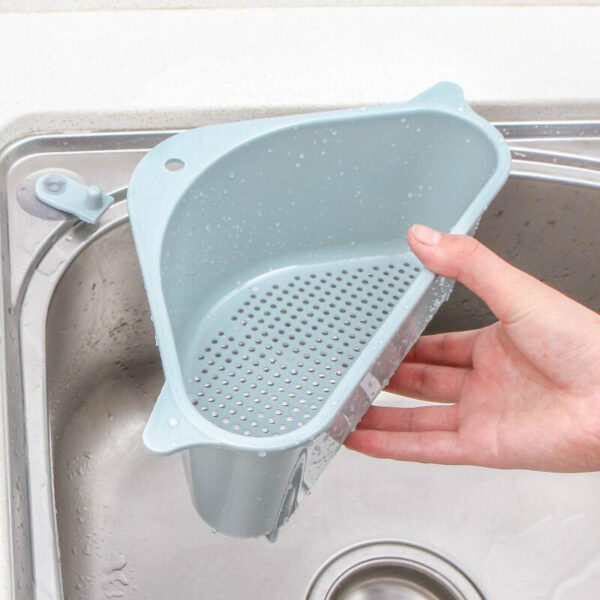 Multi-Function Triangle Kitchen Sink Storage Rack, Dishwashing Sponge Holder and Drain Organizer, Kitchen Sink Drain Organizer Rack with Sponge Holder