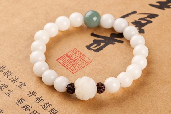 Elegant Natural White Jade Bodhi Bead Bracelet for Women, Stylish Bodhi Bead Bracelet with Natural Jade, Unique Women's Jade Bracelet for Spiritual Wellness