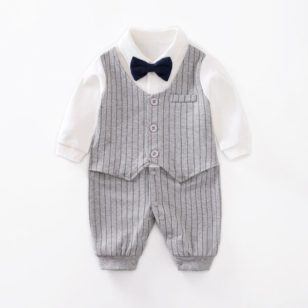 Stylish Baby Jumpsuit in Gentleman Style for Spring and Autumn, Long-Sleeved Baby Clothes for Formal Occasions, Cute Gentleman Jumpsuit for Infants