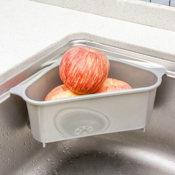 Multi-Function Triangle Kitchen Sink Storage Rack, Dishwashing Sponge Holder and Drain Organizer, Kitchen Sink Drain Organizer Rack with Sponge Holder