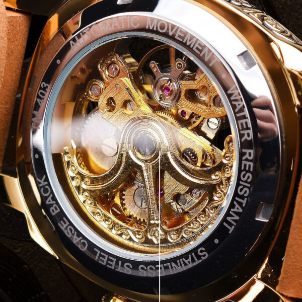 Double Bottom Hollow Mechanical Men's Watch with Exquisite Design, Luxury Hollow Mechanical Watch for Men, Stylish Men's Mechanical Watch with Double Bottom Design