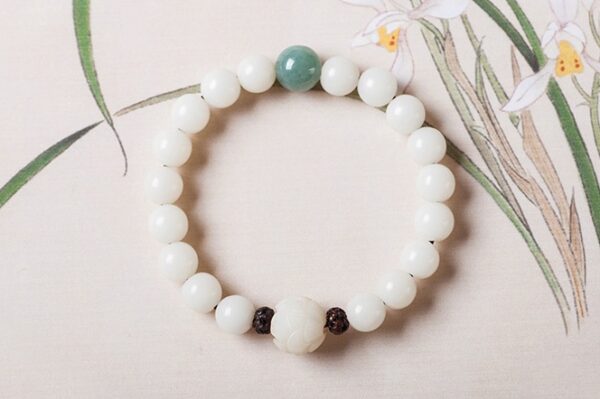 Elegant Natural White Jade Bodhi Bead Bracelet for Women, Stylish Bodhi Bead Bracelet with Natural Jade, Unique Women's Jade Bracelet for Spiritual Wellness