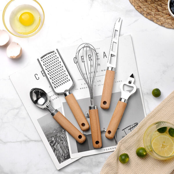 Creative Kitchen Gadget with Wooden Handle, Innovative Kitchen Tool with Wooden Grip, Stylish Wooden Handle Kitchen Gadget