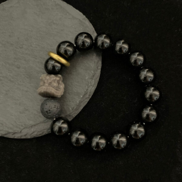 Retro Silver Stone Xingshi Bracelet for Unisex Style, Unique Xingshi Stone Bracelet for Men and Women, Vintage-Inspired Silver Stone Bracelet for Everyday Wear