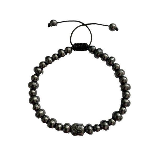 Hematite Buddha Bracelet with Retro Ethnic Design for Men, Stylish Men's Buddha Bracelet for Mindfulness and Style, Unique Hematite Bracelet for Fashion-Forward Men