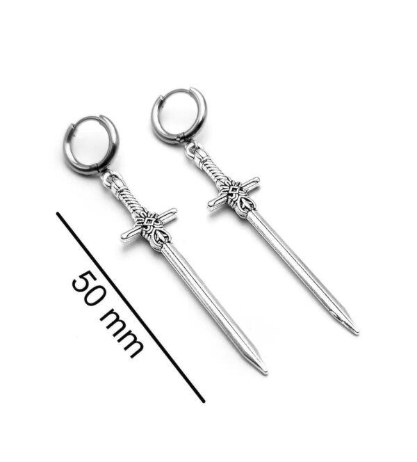 Silver Sword Earrings for Gothic Fashion Lovers, Unique Gothic Sword Earrings for Men and Women, Stylish Gothic-Inspired Silver Sword Earrings