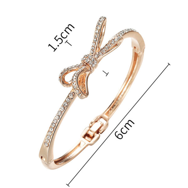 Stunning Women's Rose Gold Alloy Bracelets with Diamonds, Elegant Diamond and Bow Bracelets for Women, Fashionable Rose Gold Bracelets for Every Occasion