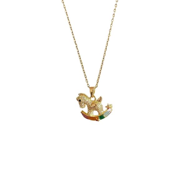 Wen Jian Colorful Pony Pendant Necklace for Women, European and American Style Pony Pendant Necklace, Fashionable Colorful Pony Necklace for Everyday Wear