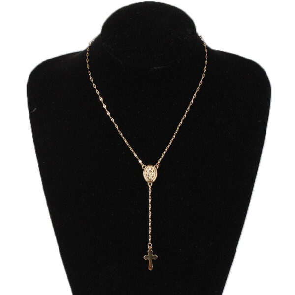 Three-Color Cross Virgin Necklace for Ladies, European and American Fashion Cross Necklace, Stylish Three-Color Cross Necklace for Women