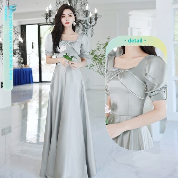 2024 Avocado Green Satin Spring Dress, Women's Group Dress in Avocado Green, Elegant Sisters Dress Skirt