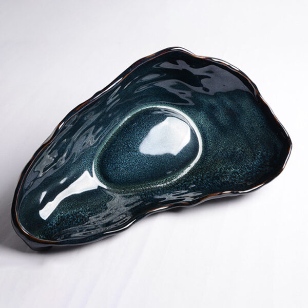 Creative Ceramic Oyster Shaped Tableware Plate, Unique Oyster-Shaped Ceramic Plate, Artistic and Functional Dining Plate