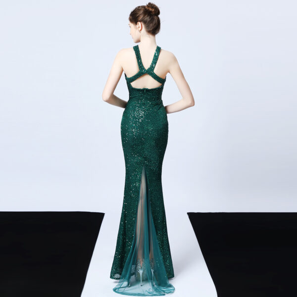 Sequined Long Party Dress, Slim Fishtail Banquet Dress, Elegant Sequined Fishtail Evening Gown