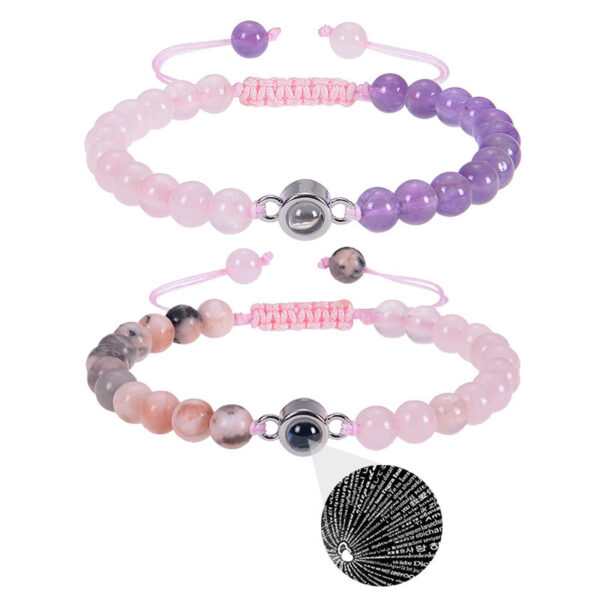 Natural Amethyst Language Projection Stone Bracelet, Elegant Amethyst Stone Bracelet with Unique Design, Fashionable Projection Stone Bracelet with Amethyst