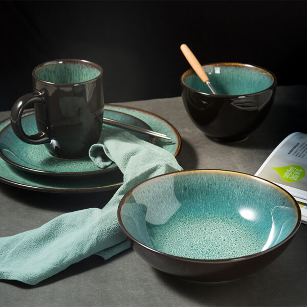 Bowl, Plate, Soup Bowl, Steak Plate, Salad Plate, and Soup Bowl, Complete Ceramic Dinnerware Set for Stylish Dining