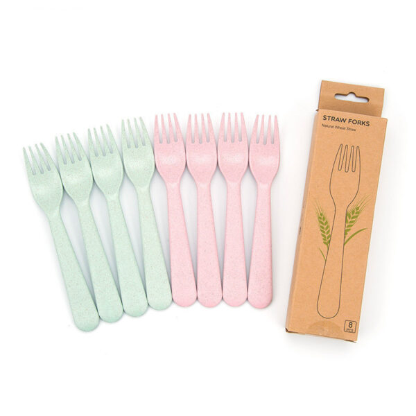 Wheat Straw Cutlery Set with Cups, Dishes, Forks, and Spoons, Drop-Proof and Eco-Friendly, Wholesale Wheat Straw Kitchenware