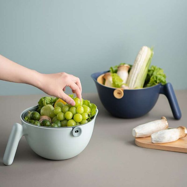 Double Layer Rotating Draining Basket, Fruit and Vegetable Kitchen Gadget, Efficient and Convenient