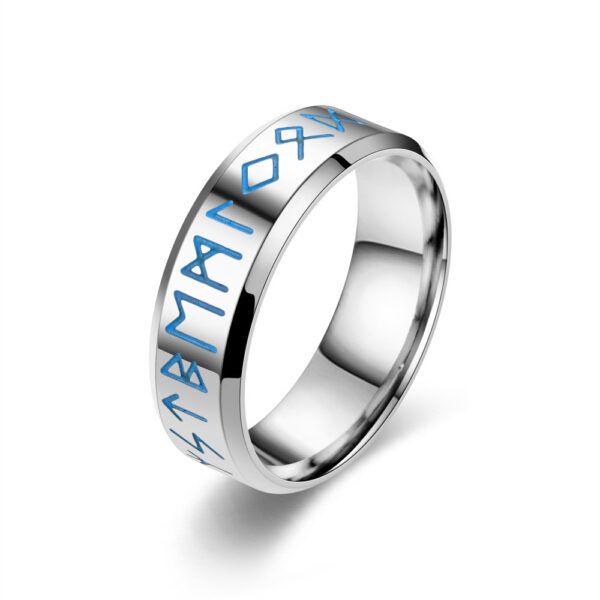 Unique European Pirate Vikings Text Ring with Luminous Effect, Stylish Luminous Viking Text Ring with European Pirate Design