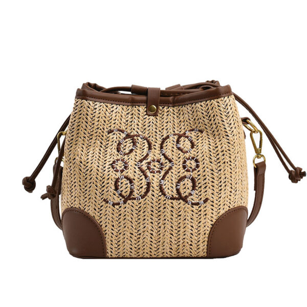 Women's Straw Beach Bucket Bag, Seaside Vacation Woven Bag for Women, Stylish Beach Woven Straw Bucket Bag