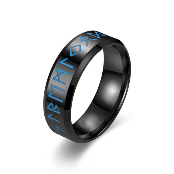 Unique European Pirate Vikings Text Ring with Luminous Effect, Stylish Luminous Viking Text Ring with European Pirate Design