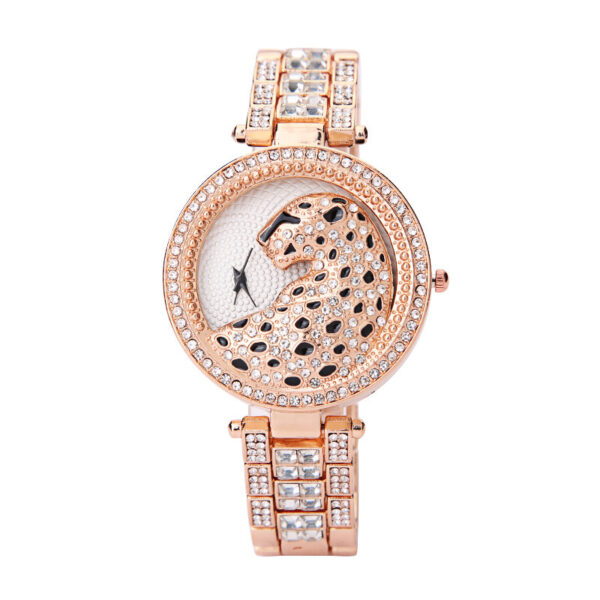 Women's Diamond Leopard-Print Watch with Three-Dimensional Design, Stylish Three-Dimensional Leopard-Print Watch with Diamonds