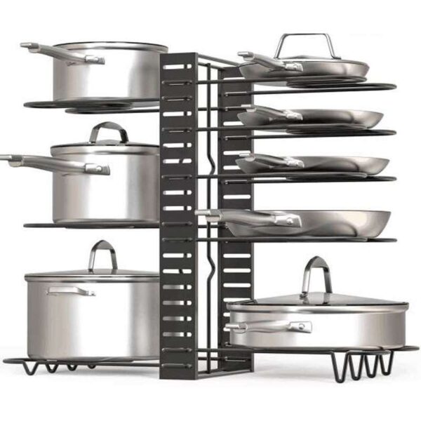 Black Iron Kitchen Organizer Shelf with 8 Tiers, Multi-Layer Kitchen Storage Rack, Tableware Drain Rack for Sink