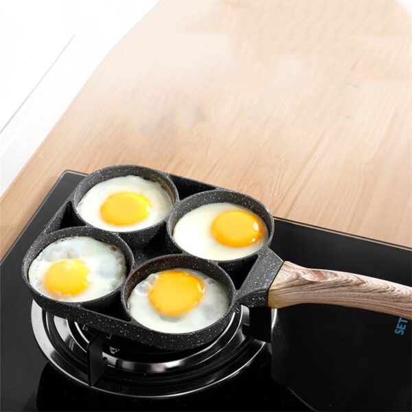 Maifan Stone Four-Hole Omelette Pan, Non-Stick Multi-Cavity Design, Ideal for Cooking Multiple Omelets