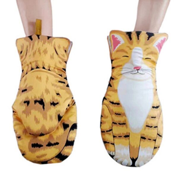 Cartoon Cotton Insulated Baking Gloves, Fun and Functional Oven Gloves, Heat-Resistant Cotton Gloves for Baking