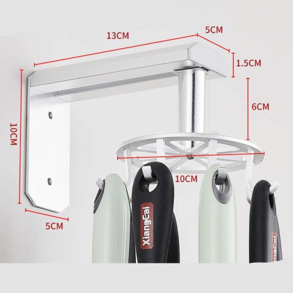 Space Aluminum Kitchen Rotating Hook Rack, Adjustable and Durable Organizer for Kitchen Utensils, Sleek and Modern Design