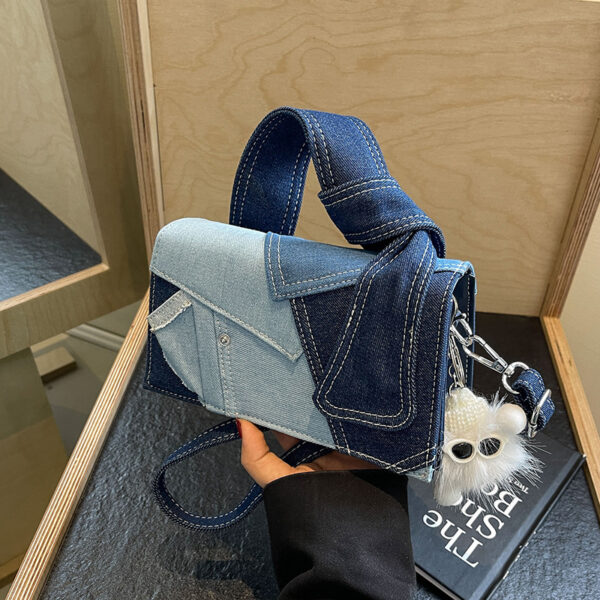 Denim Small Western Style Handbag, Stylish Shoulder Messenger Bag, Trendy Denim Mini Messenger Bag