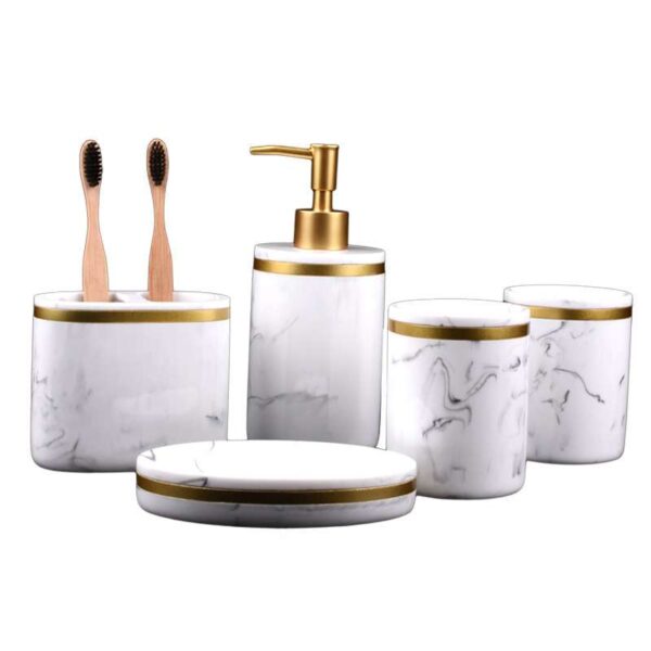 Marble Bathroom Amenities Kit, Luxury Home and Hotel Bathroom Set, Elegant Marble Bathroom Accessories