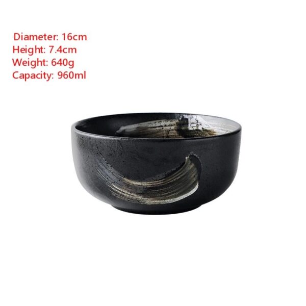 Ceramic Creative Tableware Household Rice Bowl, Artistic Ceramic Rice Bowl, Functional and Stylish Dining Bowl