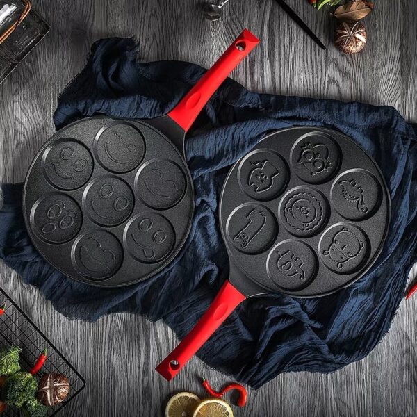 Aluminum Alloy Non-Stick Frying Pan, Seven-Hole Breakfast Pan for Pancakes and Eggs, Efficient Cooking