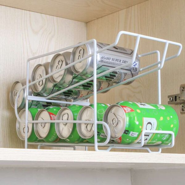 Double-Layer Coke Can Storage Rack for Kitchen, Desktop Finishing Shelf for Beverage Cans, Space-Saving Kitchen Organizer