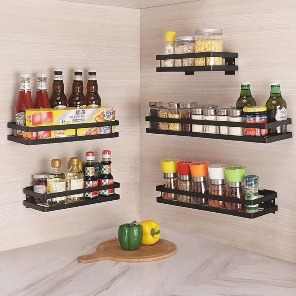 Wall-Mounted Kitchen Organizer Shelf, Practical Storage Solution for Kitchen Accessories, Space-Saving Wall Shelf