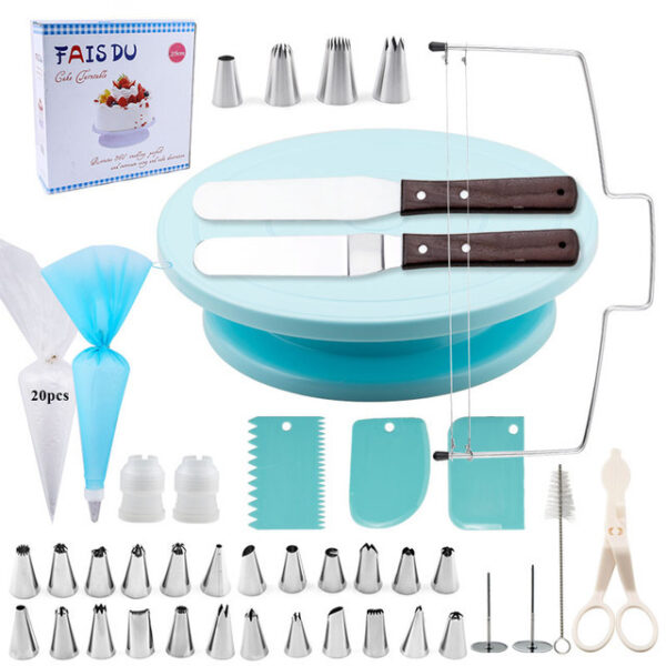 62-Piece Cake Decorating Set with Turntable and Nozzles, Complete Cake Decorating Kit with Cleaning Brush, Professional Baking Tools for Cake Design