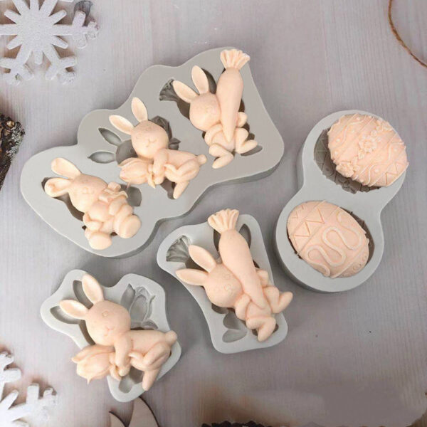 3D Rabbit Easter Bunny Silicone Cake Molds, Fondant and Resin Molds for Creative Baking, Ideal for Pastries and Cakes