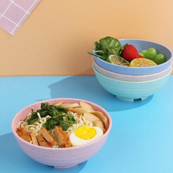 Convenient Plastic Instant Noodle Bowl Set, Includes Four Bowls, Ideal for Quick Meals and Gift Giving