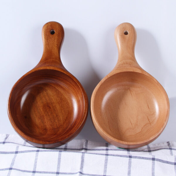 Multifunctional Wooden Bowl Wooden Tableware With Handle For Fruit Salad Bowl, Versatile Wooden Bowl With Handle, Ideal for Fruit and Salad