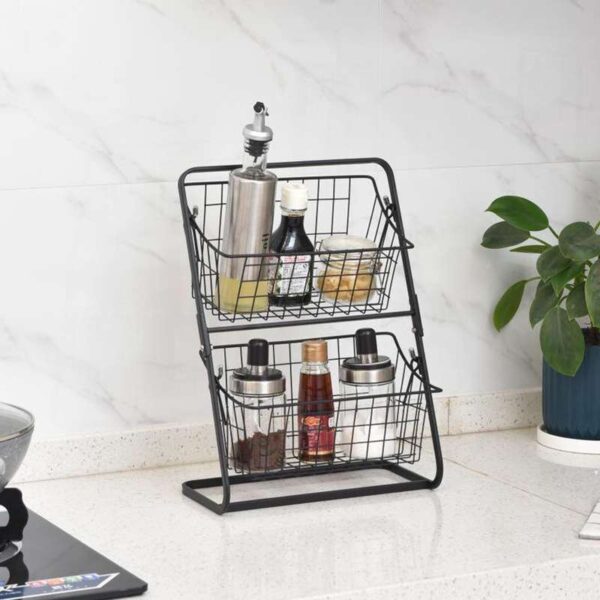 Multilayer Stainless Steel Spice Rack for Kitchen Storage, Durable Fruit and Spice Organizer, Modern Kitchen Storage Rack