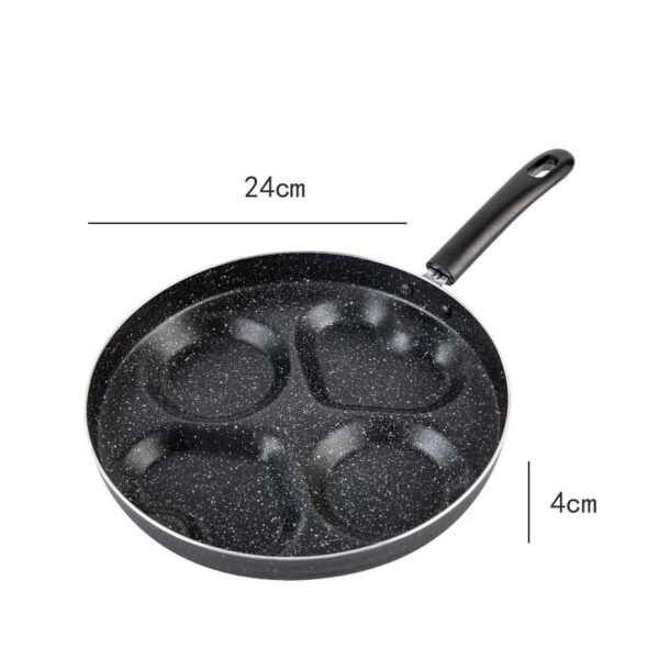 Love Frying Pan Non-Stick Flat Bottom Four-Hole Omelette Pan, Ideal for Perfectly Cooked Omelets, Easy to Clean