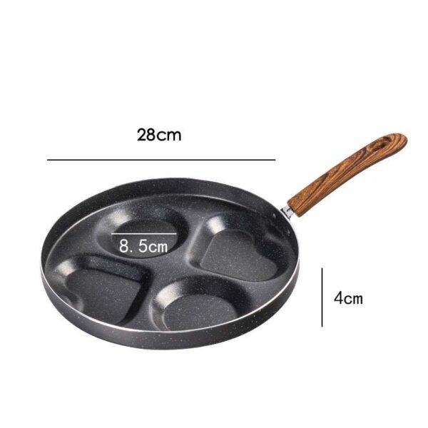 Love Frying Pan Non-Stick Flat Bottom Four-Hole Omelette Pan, Ideal for Perfectly Cooked Omelets, Easy to Clean