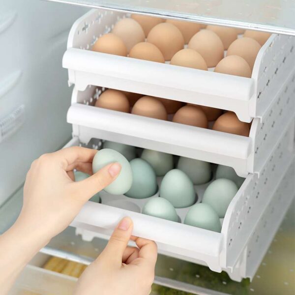 Space-Saving Refrigerator Egg Storage Box, Efficient and Practical Egg Organizer for Kitchen Refrigerators