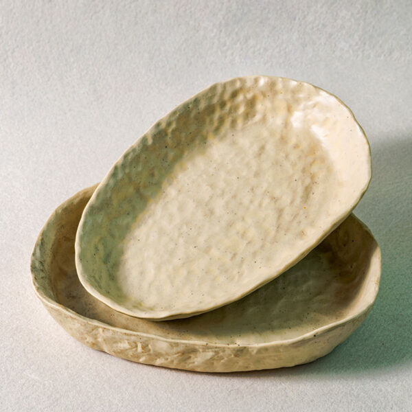 Irregular Hand-Kneaded Stoneware Tableware Set, Artistic Stoneware Dining Set, Unique Hand-Kneaded Ceramic Tableware