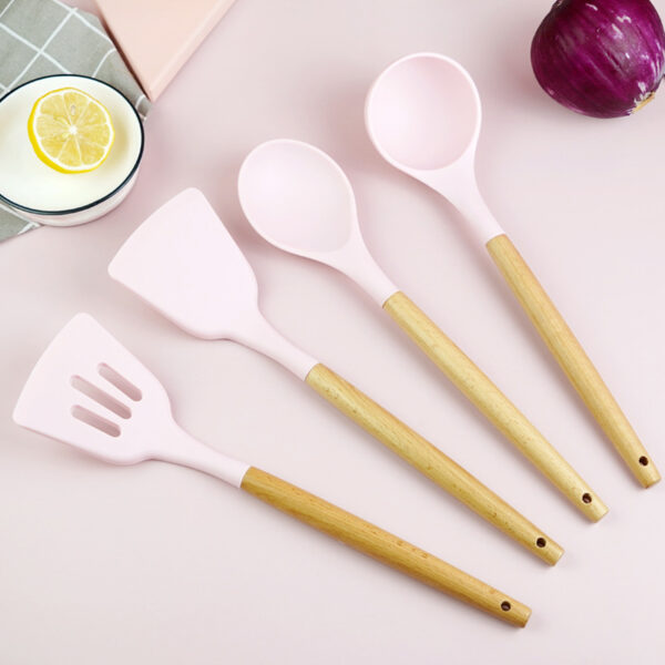 Non-Stick Silicone Spatula with Wooden Handle, Durable Kitchen Spatula for Cooking and Baking, Versatile Silicone Spatula with Comfortable Grip