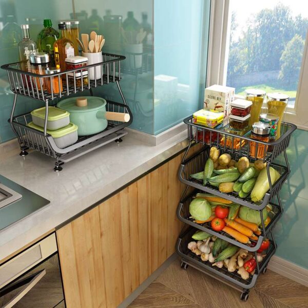 Vegetable and Fruit Display Rack for Kitchens and Supermarkets, Multi-Tier Storage Rack for Produce, Sturdy Fruit and Vegetable Organizer