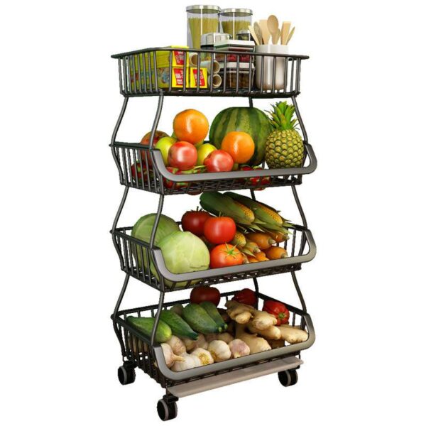 Vegetable and Fruit Display Rack for Kitchens and Supermarkets, Multi-Tier Storage Rack for Produce, Sturdy Fruit and Vegetable Organizer