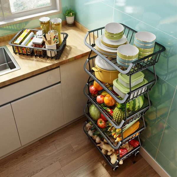 Vegetable and Fruit Display Rack for Kitchens and Supermarkets, Multi-Tier Storage Rack for Produce, Sturdy Fruit and Vegetable Organizer