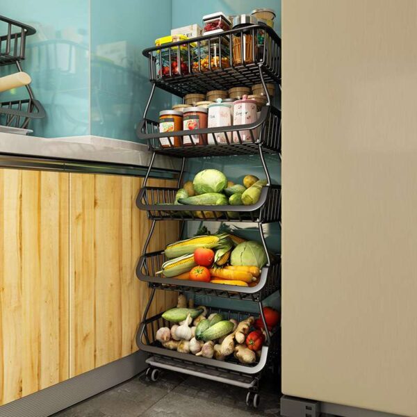 Vegetable and Fruit Display Rack for Kitchens and Supermarkets, Multi-Tier Storage Rack for Produce, Sturdy Fruit and Vegetable Organizer