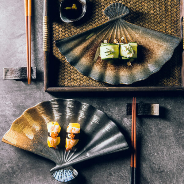 Personalized Sushi Plate, Ceramic Plate and Flat Plate, Stylish Sushi Dinnerware Set