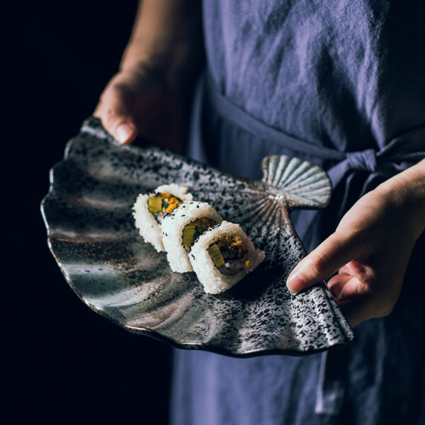 Personalized Sushi Plate, Ceramic Plate and Flat Plate, Stylish Sushi Dinnerware Set